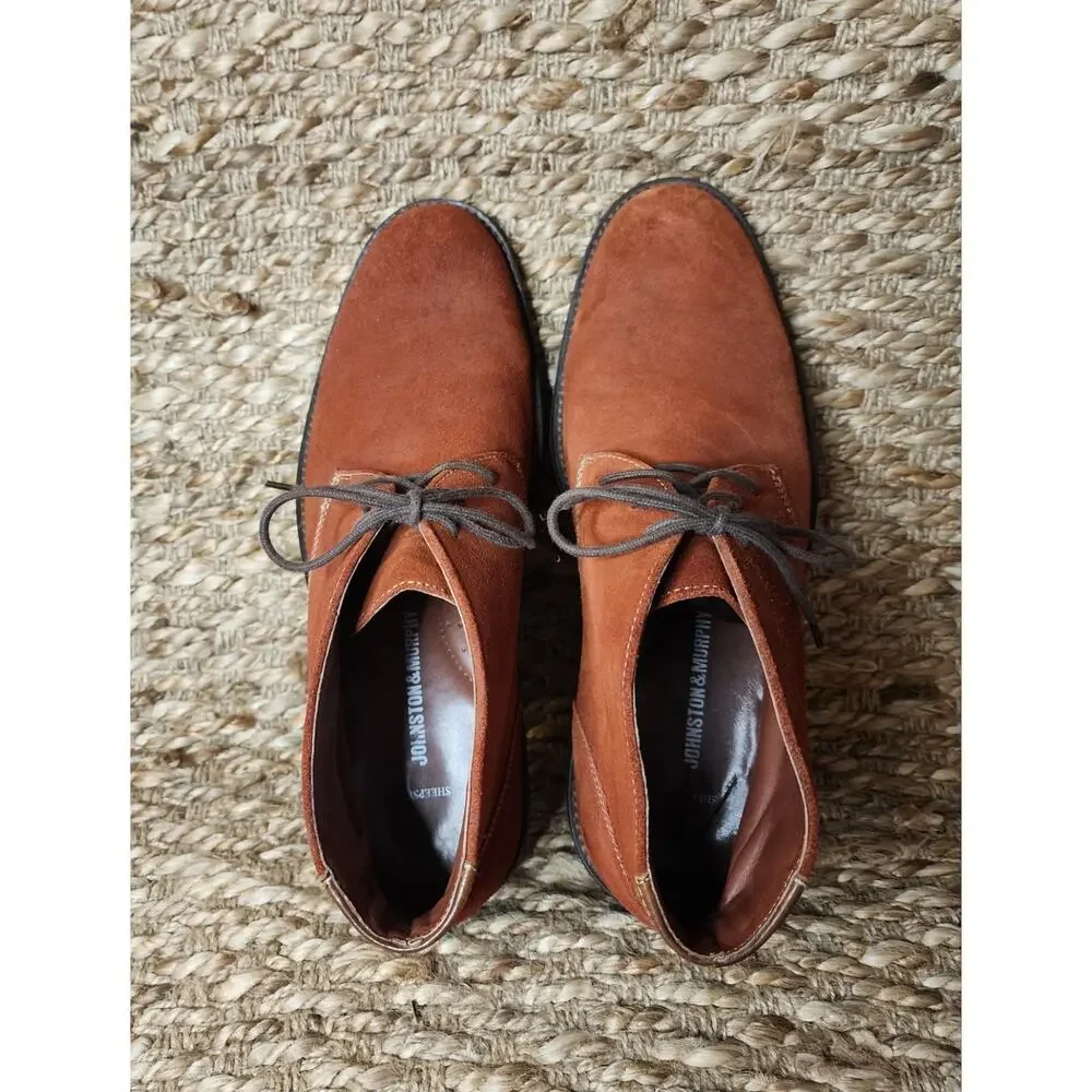 Men's Johnston & Murphy Shoes Boots Size 10 M Rust Suede Color Business Work